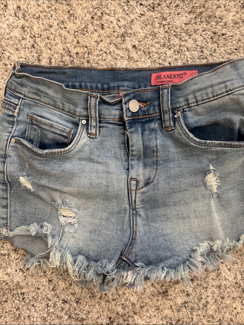Blank NYC Light Blue Distressed Denim Shorts